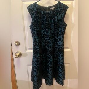 Danny & Nicole Black and Blue/Green Patterned Mini Dress